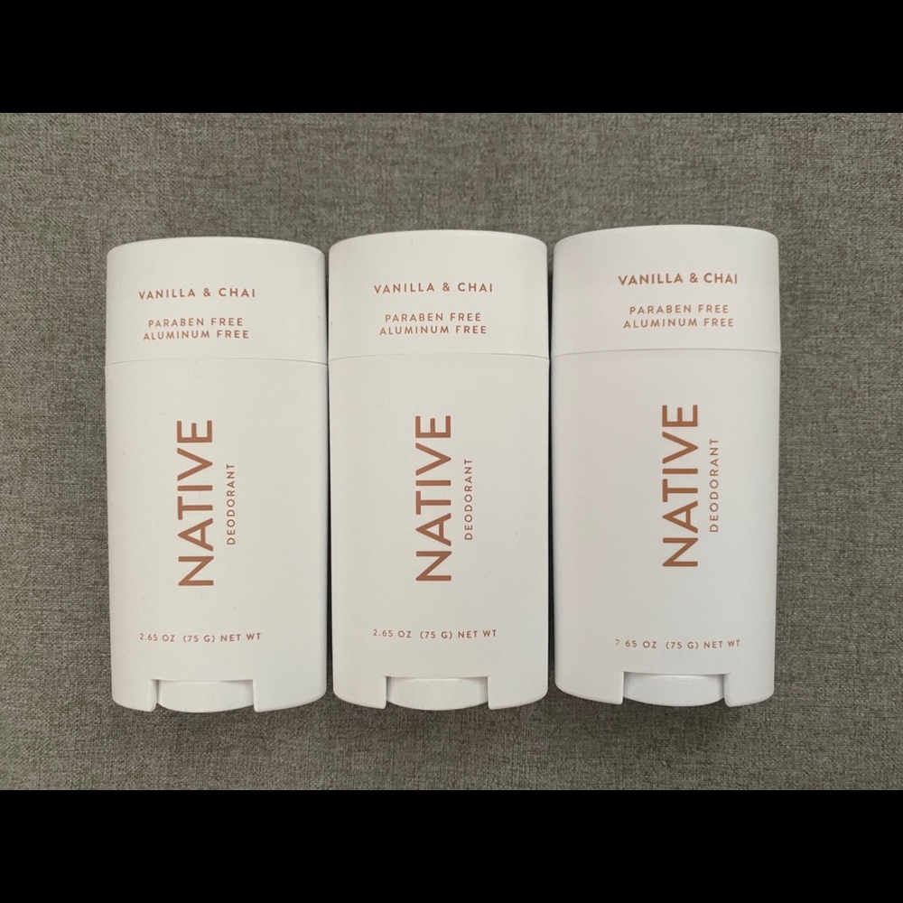 3 Pack Native Deodorant Vanilla Chai Full Size New